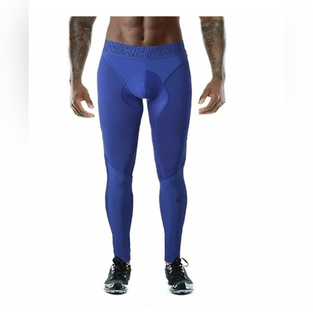 Nike Hyper Compression Dri Fit Tights L Blue Training Running Men's